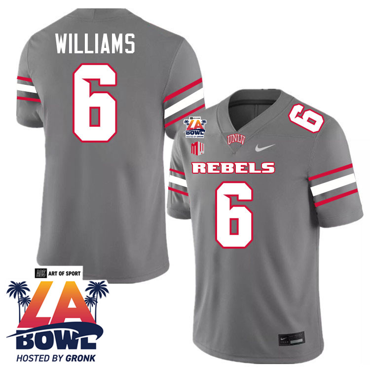 Hajj-Malik Williams LA Bowl Jersey,UNLV Rebels 2024 LA Bowl Jersey-Grey